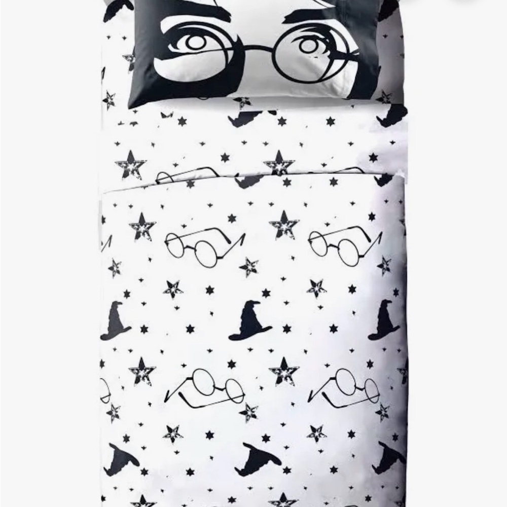 Jay Franco Black and White Harry Potter full sheet set